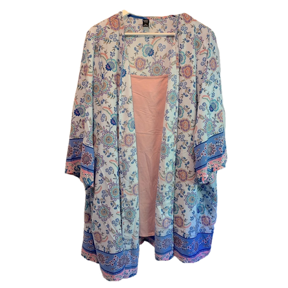 Plus Size Floral Kimono & Tank Set 3X 4X Boho Layering Top